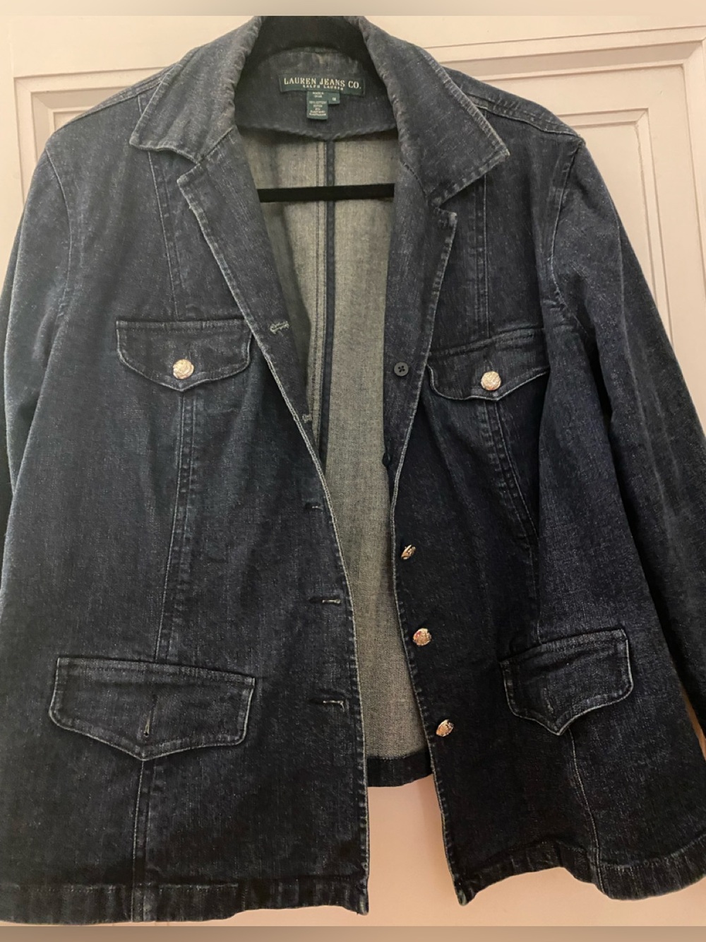 Lauren jeans Ralph Lauren co brand dark blue denim jacket. Stretchy denim